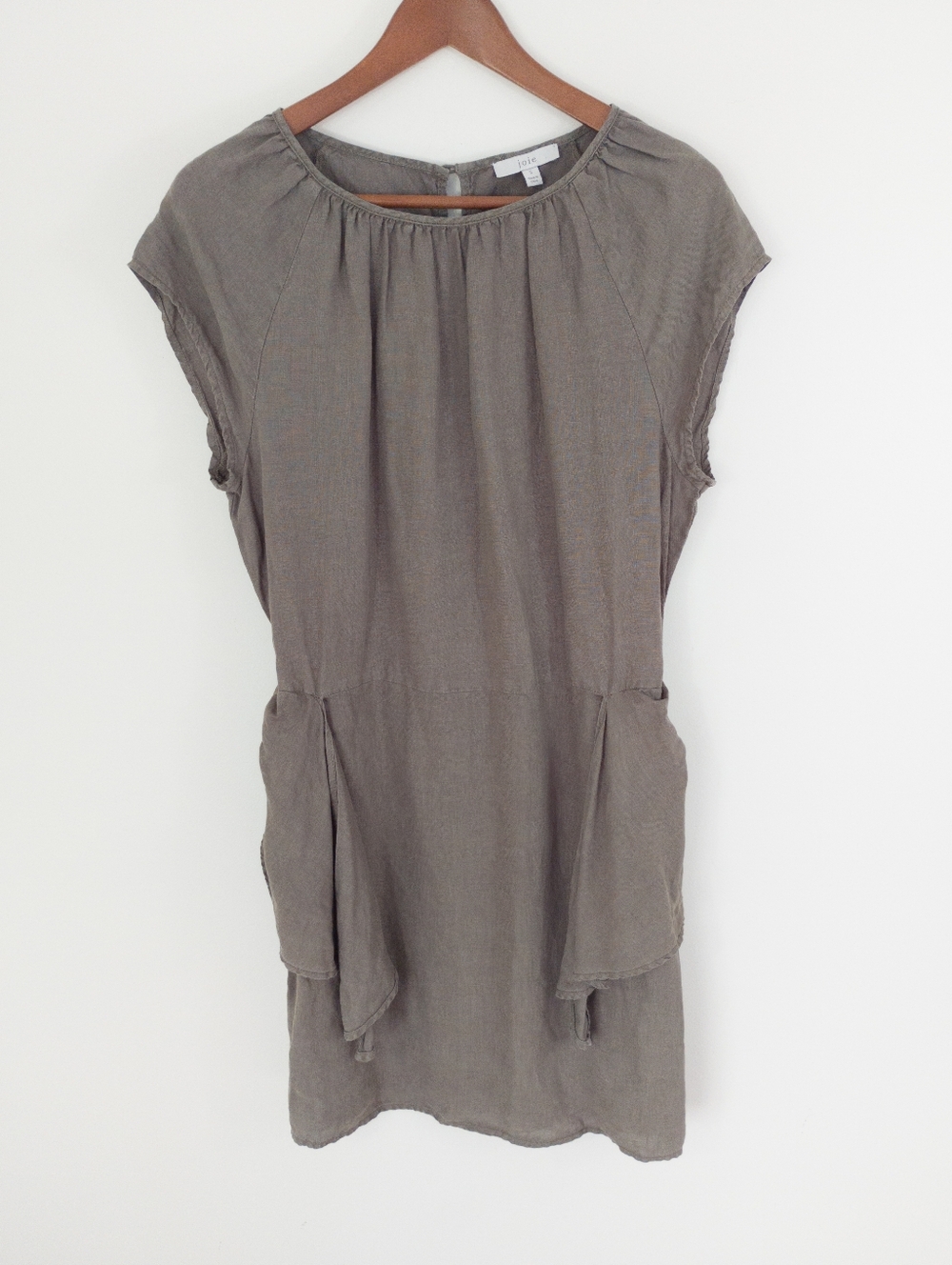 Joie Adoette 100% Linen Cap Sleeve Mini Dress Taupe Grey Size Small